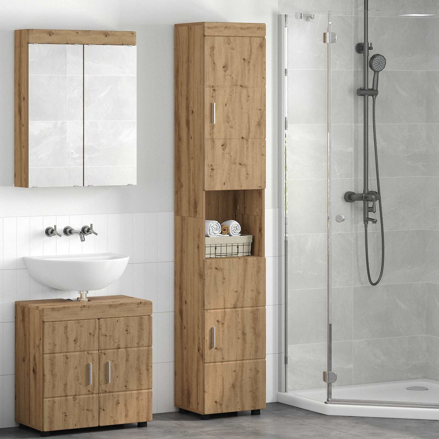 Sada Koupelnových Skříněk Tulum Artisanový Dub