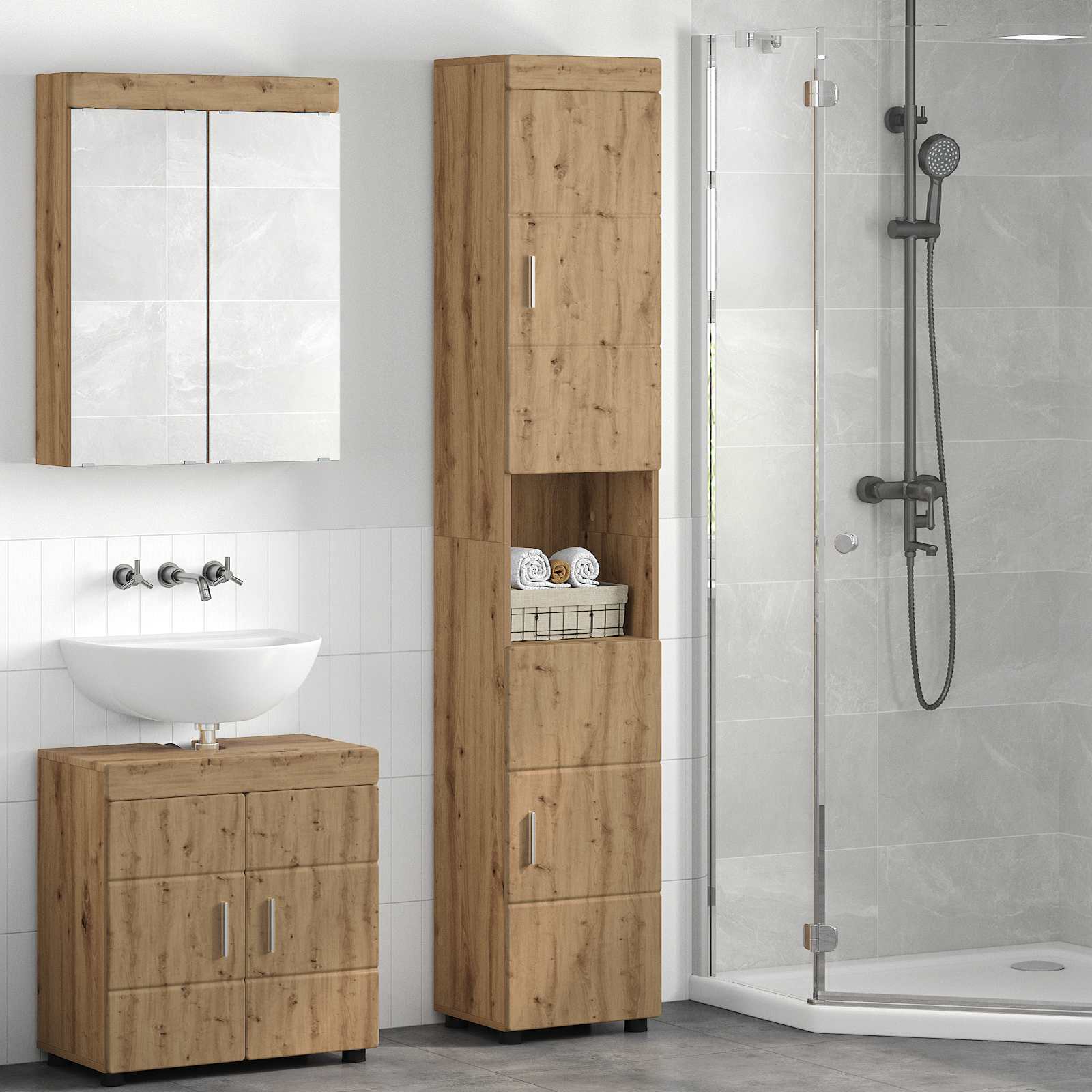 Sada Koupelnových Skříněk Tulum Artisanový Dub