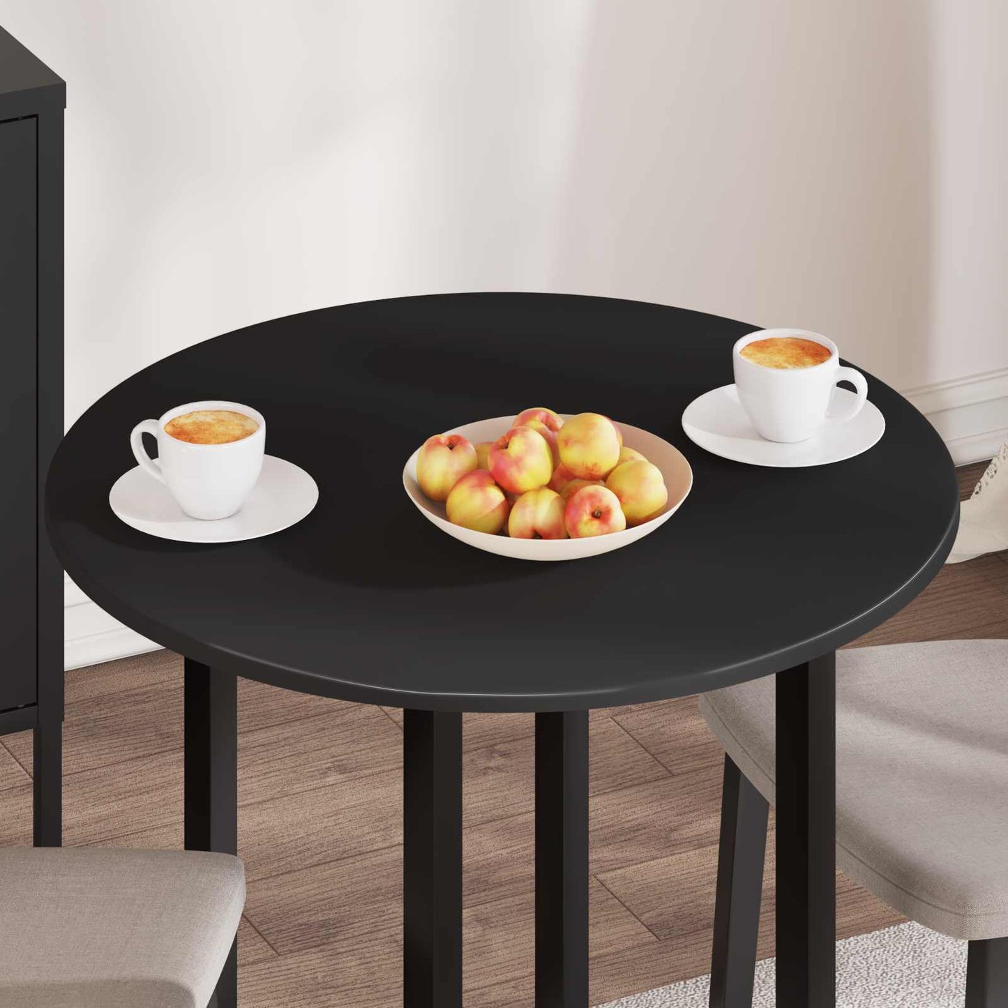 Deska Stolu Ø 70 X 1,5 Cm Kulatý Kompozitní Dřevo Černá