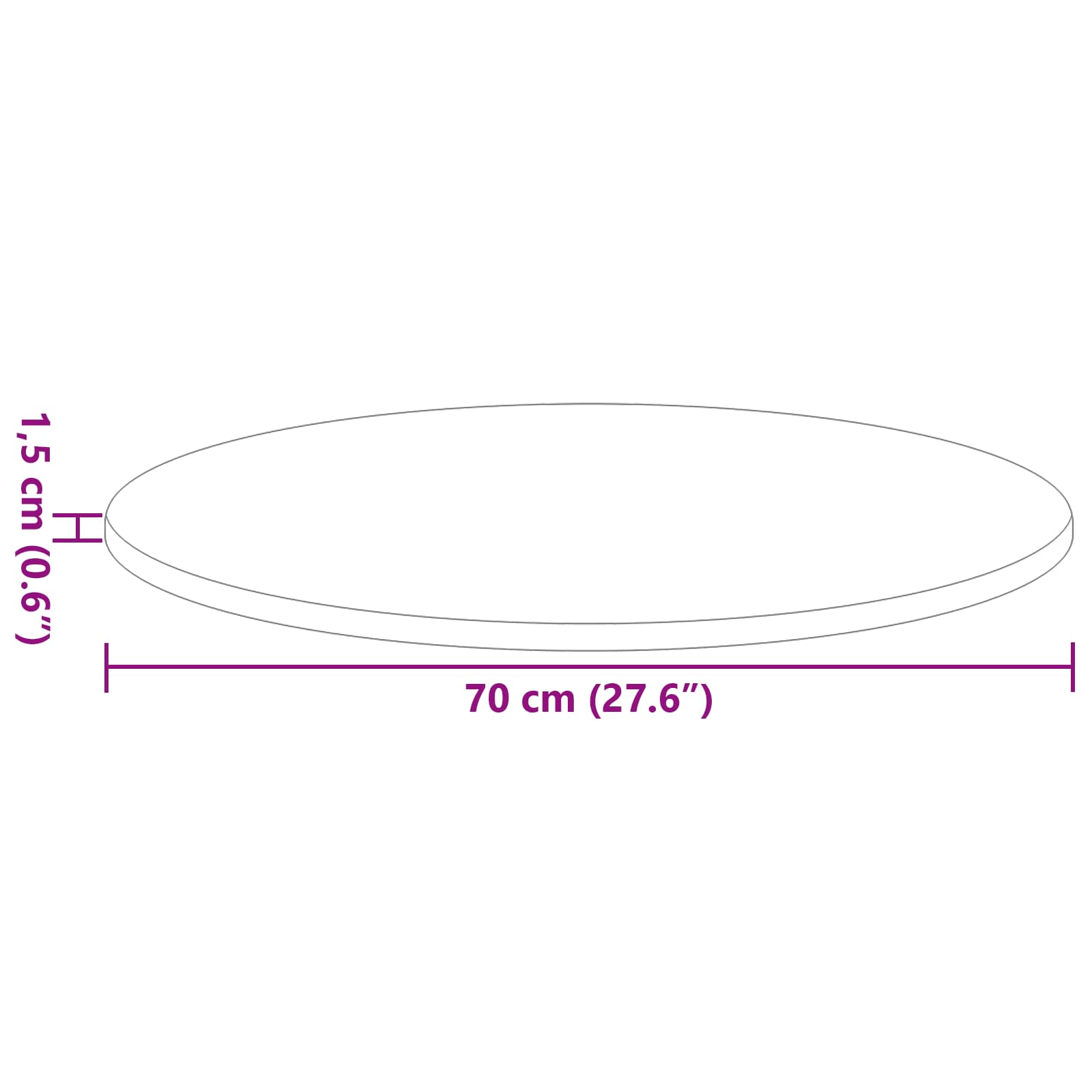 Deska Stolu Ø 70 X 1,5 Cm Kulatý Kompozitní Dřevo Černá