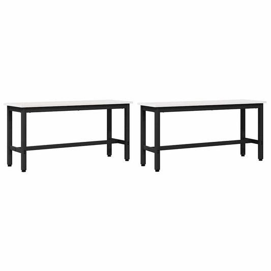 Jídelní Lavička 2 Pcs Bílá 100 X 32,5 X 49 Cm