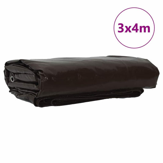 Plachta 650G / M² Hnědá 3 X 4 M Plátno S Pvc Povrchovou Úpravou
