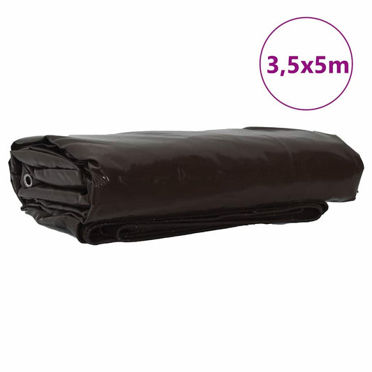 Plachta 650G / M² Hnědá 3,5 X 5 M Plátno S Pvc Povrchovou Úpravou
