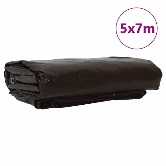 Plachta 650G / M² Hnědá 5 X 7 M Plátno S Pvc Povrchovou Úpravou