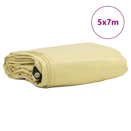 Plachta 650G / M² Béžová 5 X 7 M Plátno S Pvc Povrchovou Úpravou