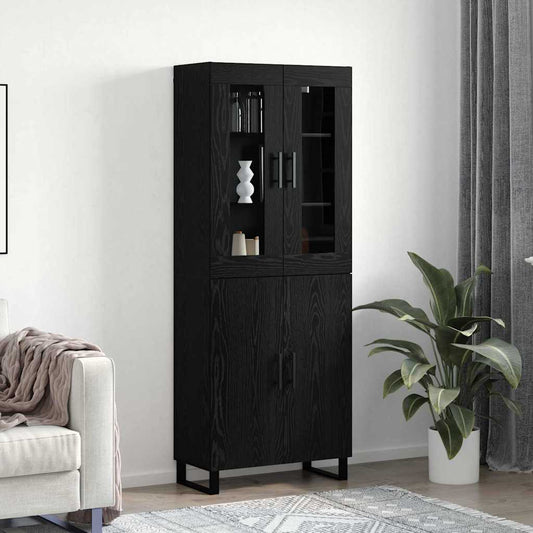 Vysoký Bufet 2 Ks Černý Dub 69,5 X 34 X 180 Cm Kompozitní Dřevo