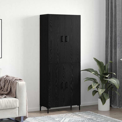 Vysoký Bufet Černý Dub 69,5 X 34 X 180 Cm Kompozitní Dřevo