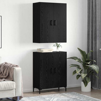 Vysoký Bufet Černý Dub 69,5 X 34 X 180 Cm Kompozitní Dřevo