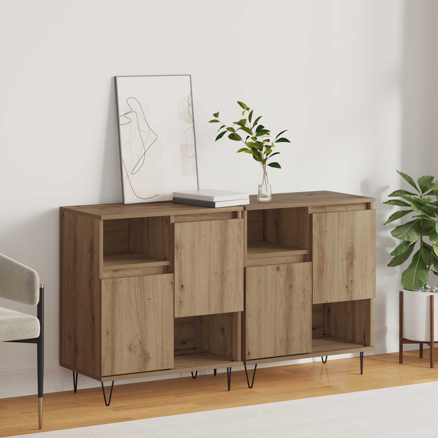 Servírovací Skříň 2 Ks Artisanový Dub 60 X 35 X 70 Cm