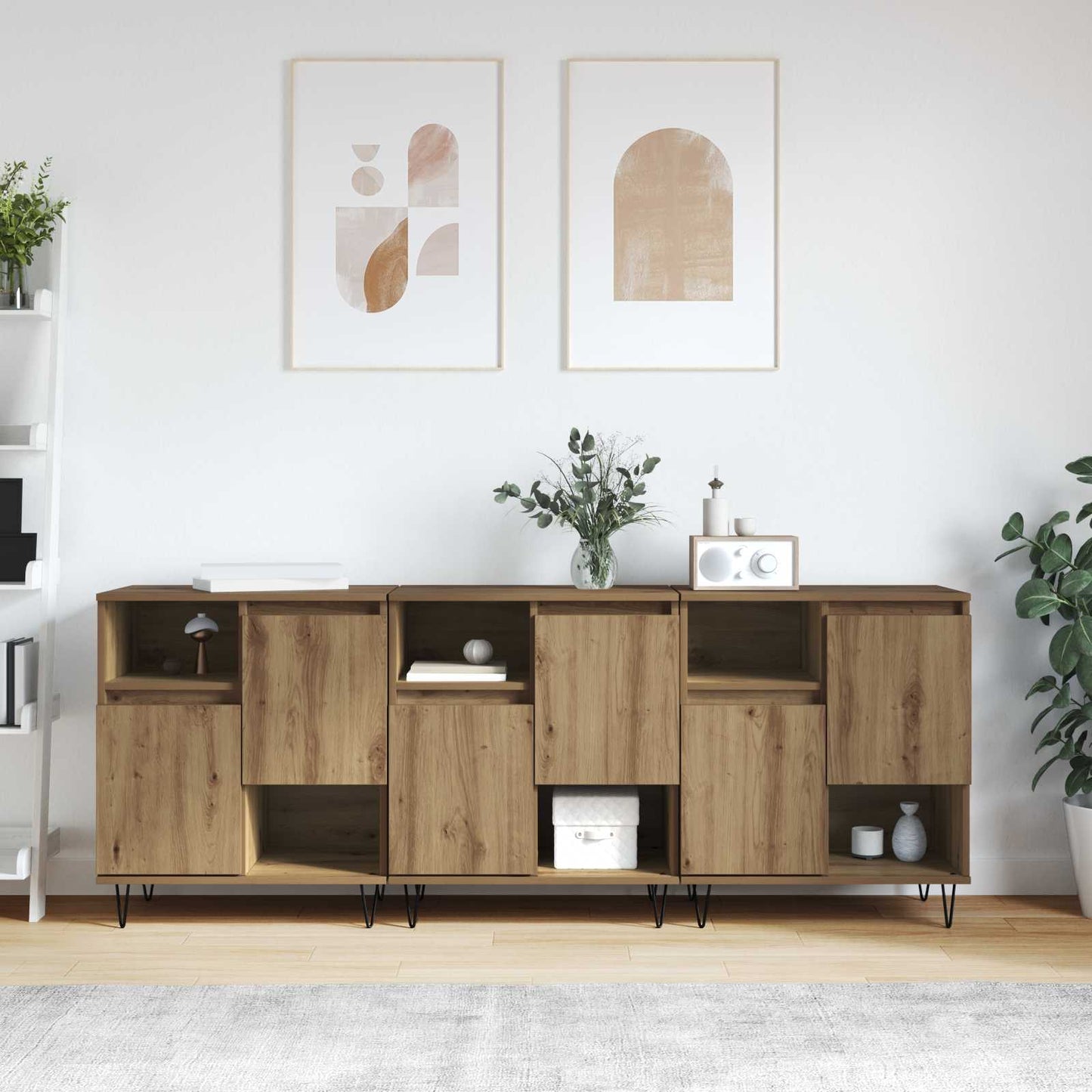 Servírovací Skříň 3 Ks Artisanový Dub 60 X 35 X 70 Cm