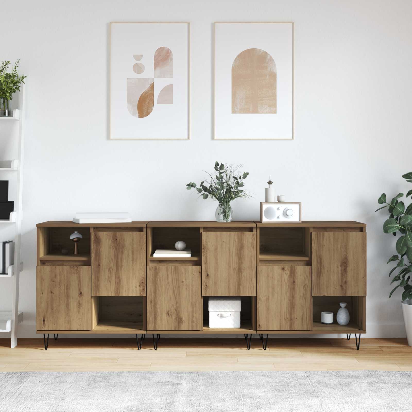 Servírovací Skříň 3 Ks Artisanový Dub 60 X 35 X 70 Cm