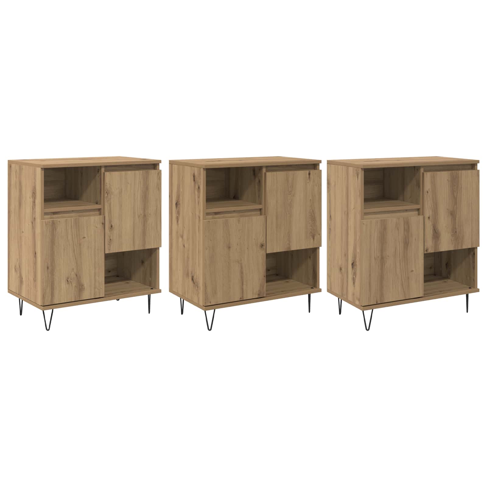 Servírovací Skříň 3 Ks Artisanový Dub 60 X 35 X 70 Cm