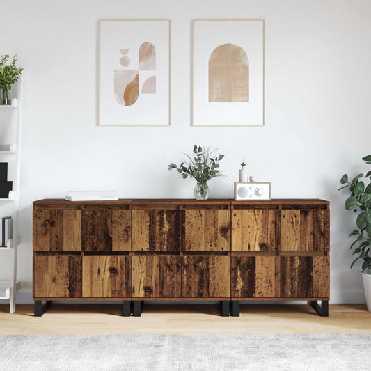 Servírovací Skříň 3 Ks Staré Dřevo 60 X 35 X 70 Cm