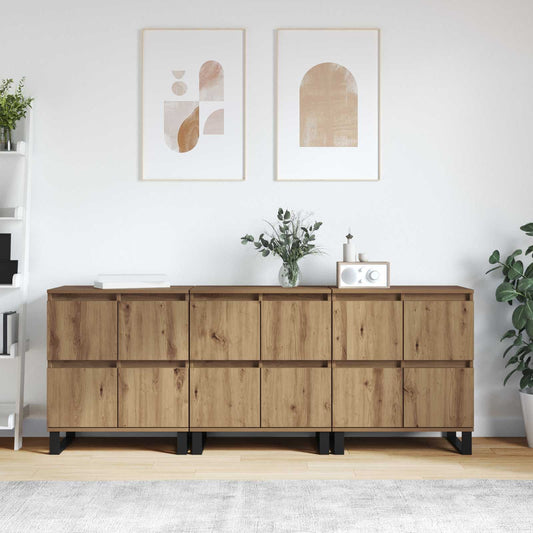 Servírovací Skříň 3 Ks Artisanový Dub 60 X 35 X 70 Cm