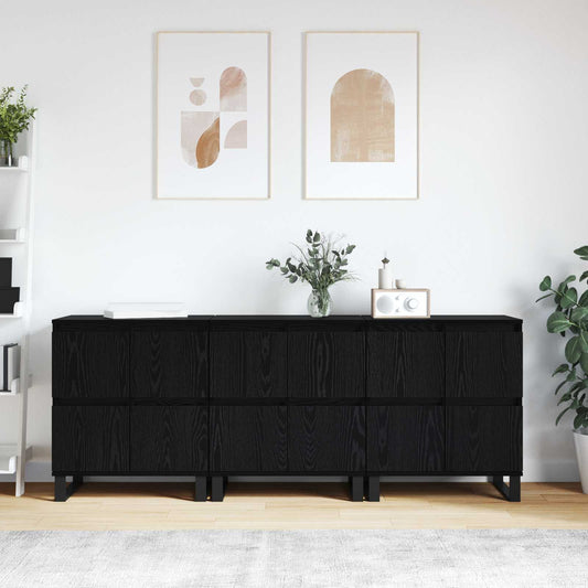 Servírovací Skříň 3 Ks Černý Dub 60 X 35 X 70 Cm