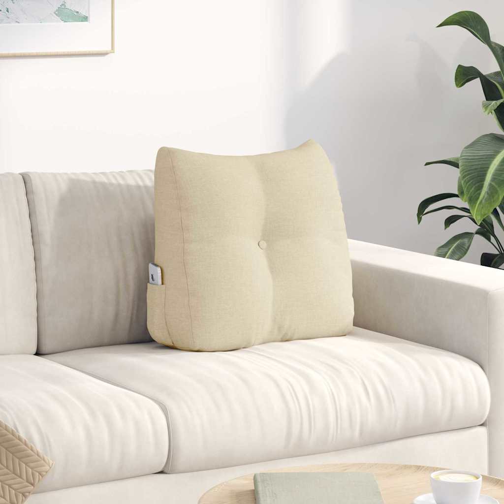 Polštář Na Záda Krémová 45 X 24 X 50 Cm Textil