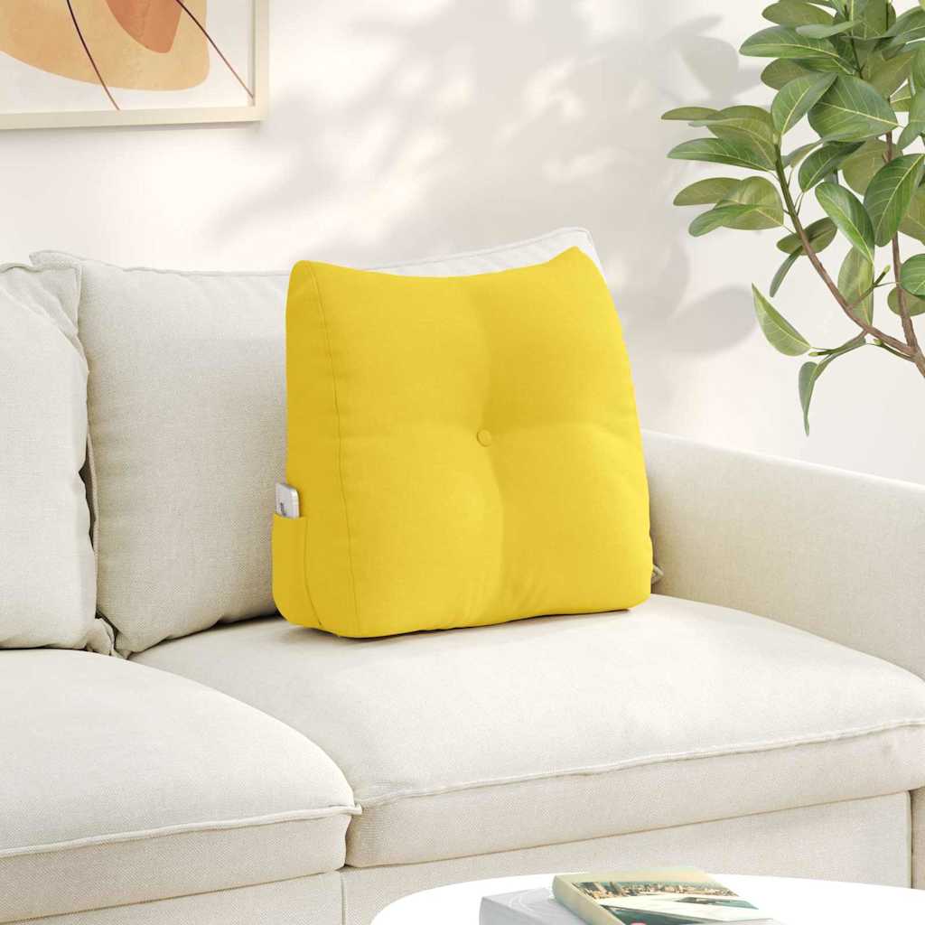 Polštář Na Záda Světlá Žlutá 45 X 24 X 50 Cm Textil