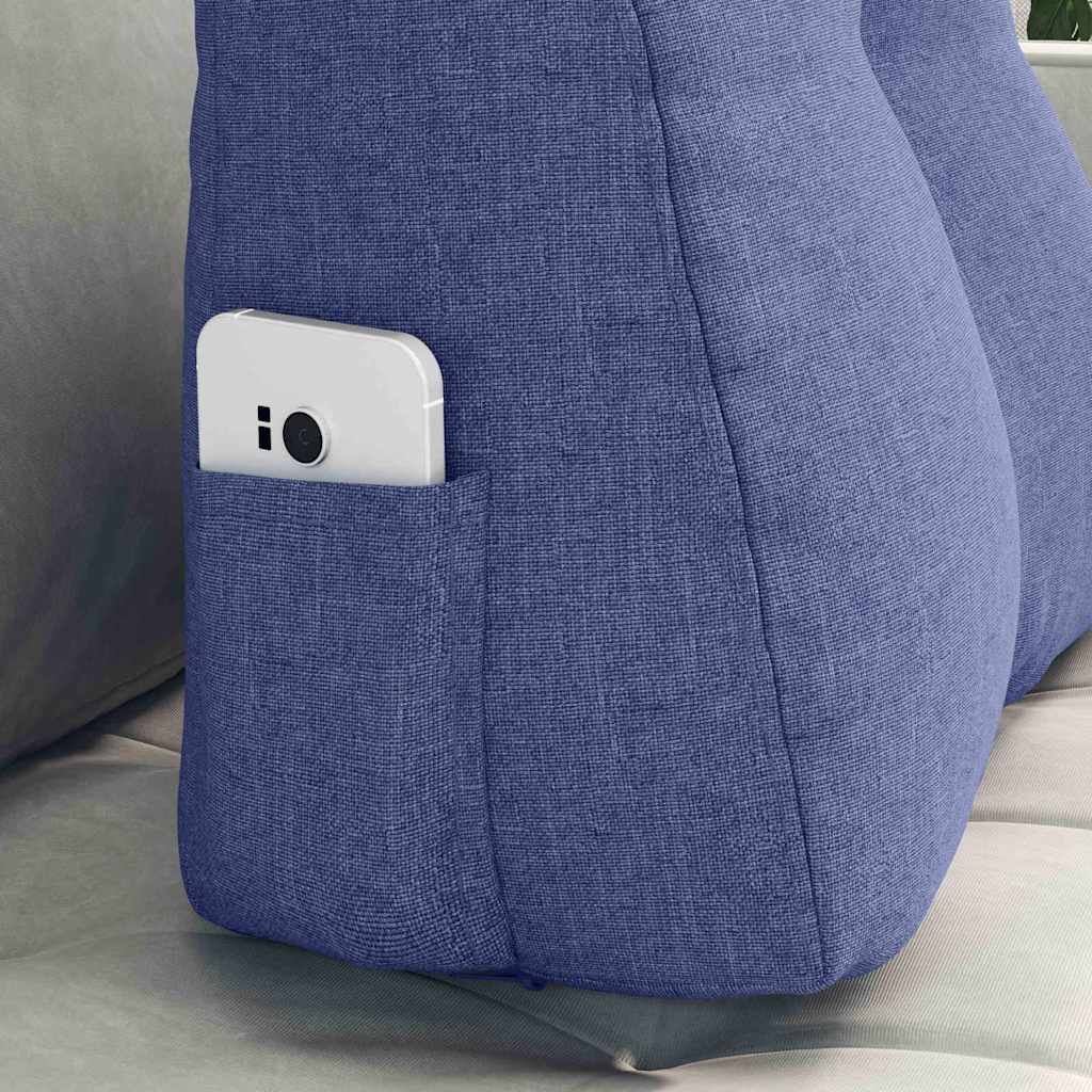 Polštář Na Záda Modrá Džínovina 45 X 24 X 50 Cm Textil