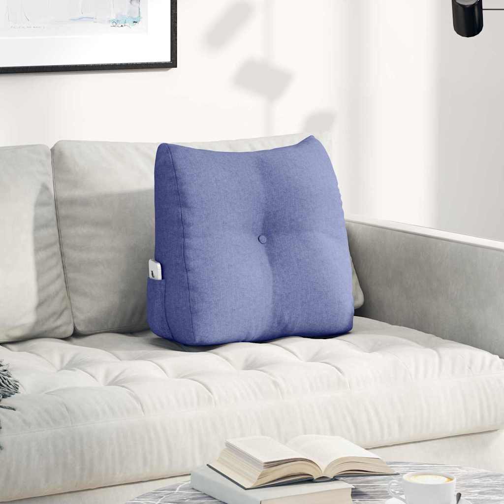 Polštář Na Záda Modrá Džínovina 45 X 24 X 50 Cm Textil