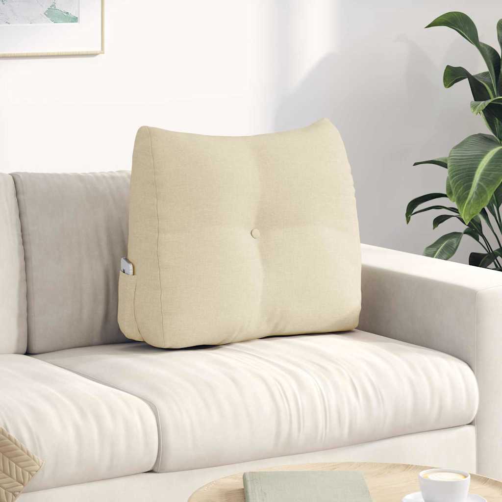 Polštář Na Záda Krémová 60 X 24 X 50 Cm Textil
