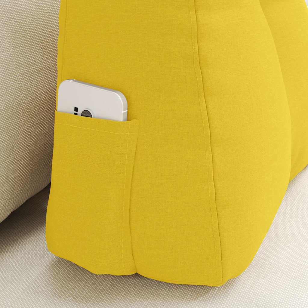 Polštář Na Záda Světlá Žlutá 60 X 24 X 50 Cm Textil