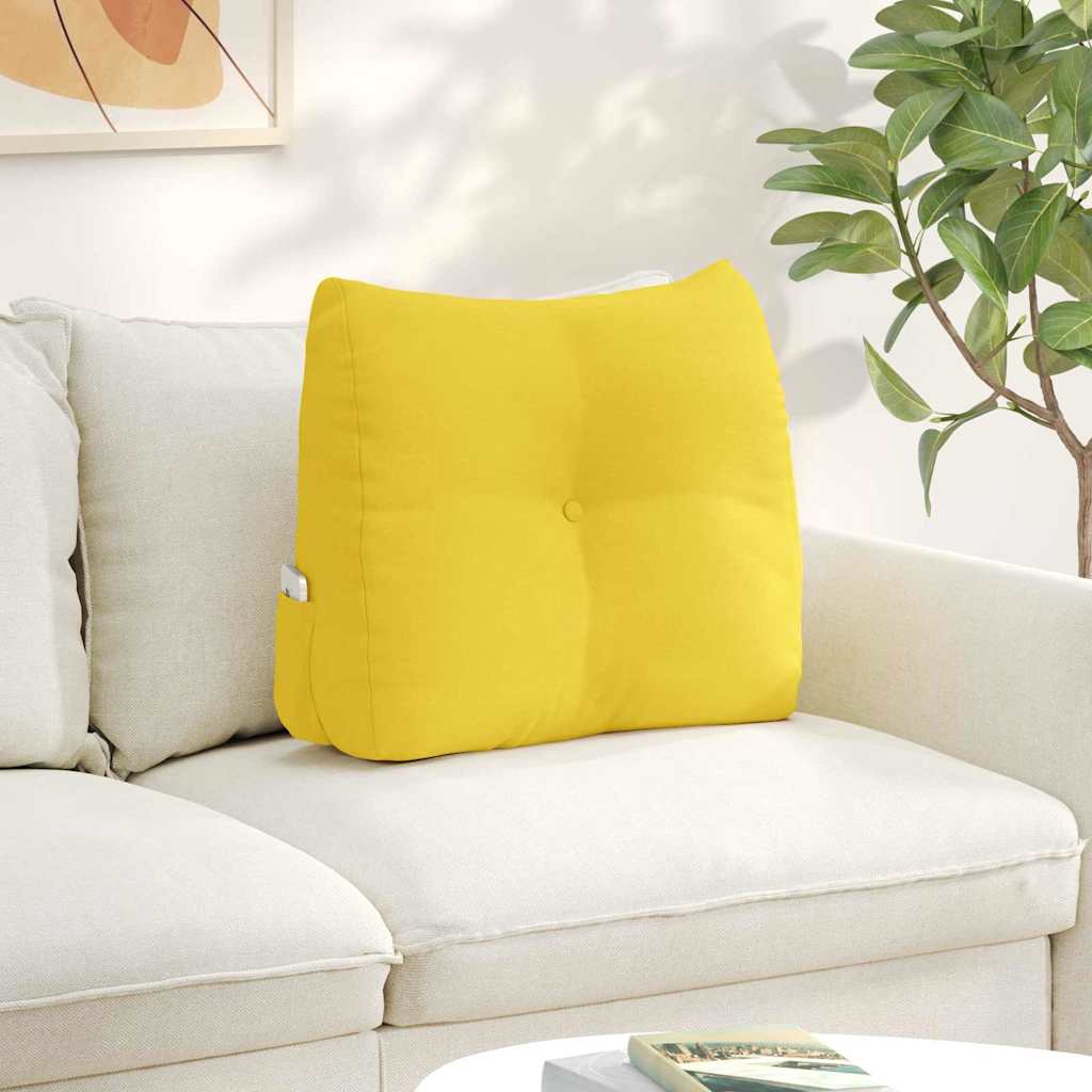 Polštář Na Záda Světlá Žlutá 60 X 24 X 50 Cm Textil