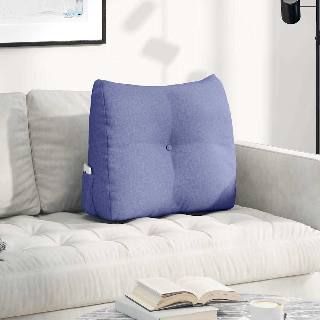 Polštář Na Záda Modrá Džínovina 60 X 24 X 50 Cm Textil