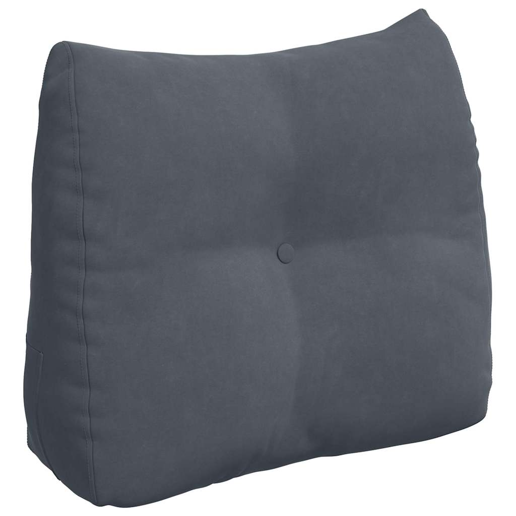 Polštář Na Záda Tmavě Šedá 60 X 24 X 50 Cm Samet