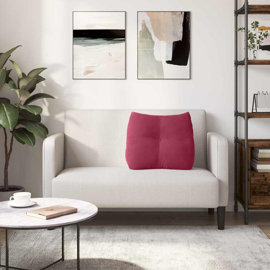 Polštář Na Záda Víno Červené 60 X 24 X 50 Cm Samet