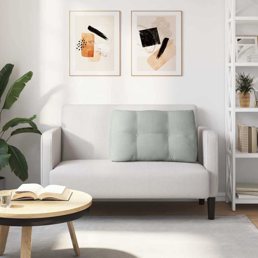 Polštář Na Záda Světle Šedá 80 X 24 X 50 Cm Samet