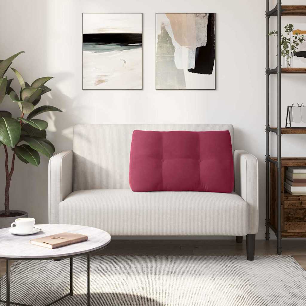Polštář Na Záda Víno Červené 80 X 24 X 50 Cm Samet