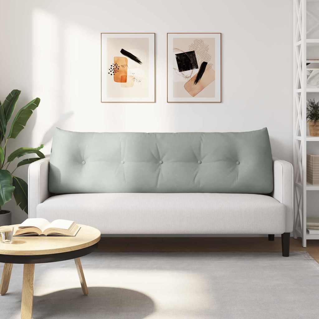 Polštář Na Záda Světle Šedá 160 X 24 X 50 Cm Samet