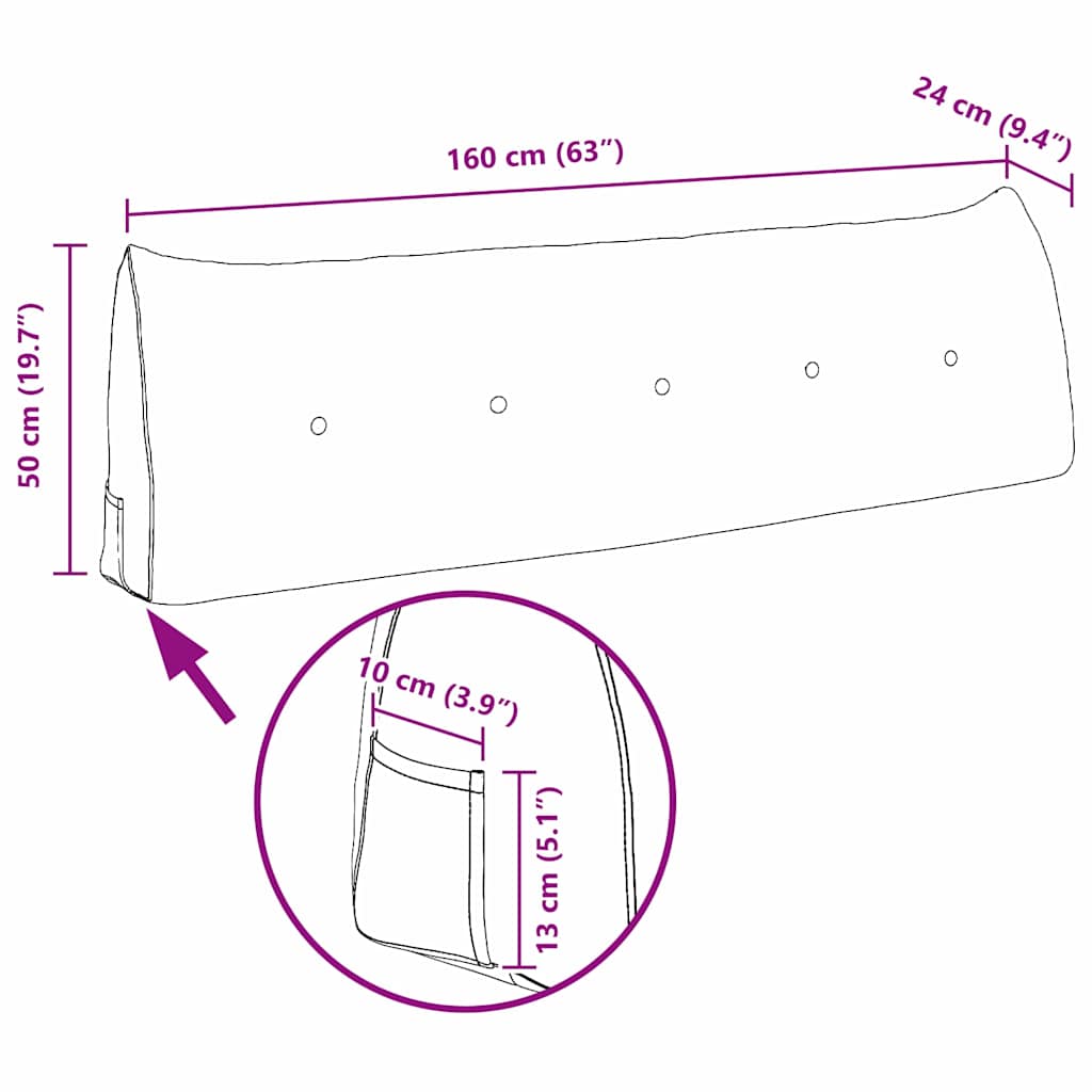 Polštář Na Záda Víno Červené 160 X 24 X 50 Cm Samet