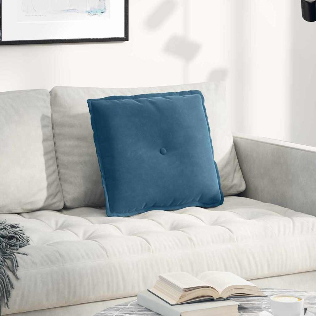 Polštář Na Záda Modrá 50 X 45 Cm Žebrovaná Látka