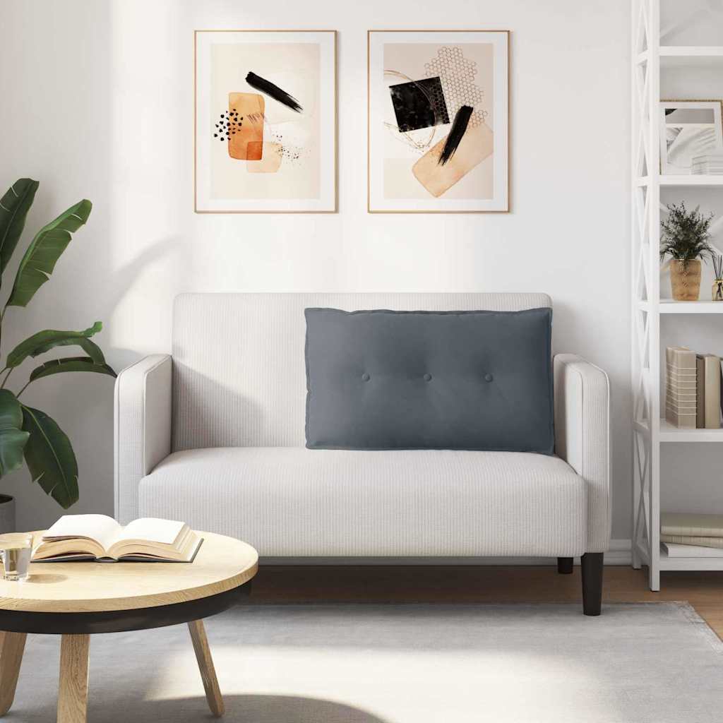 Polštář Na Záda Tmavě Šedá 80 X 50 Cm Žebrovaná Látka