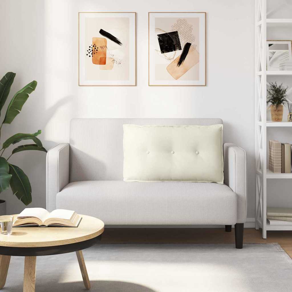 Polštář Na Záda Krémová 80 X 50 Cm Žebrovaná Látka