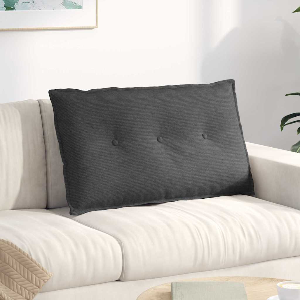 Polštář Na Záda Tmavě Šedá 80 X 50 Cm Žebrovaná Látka