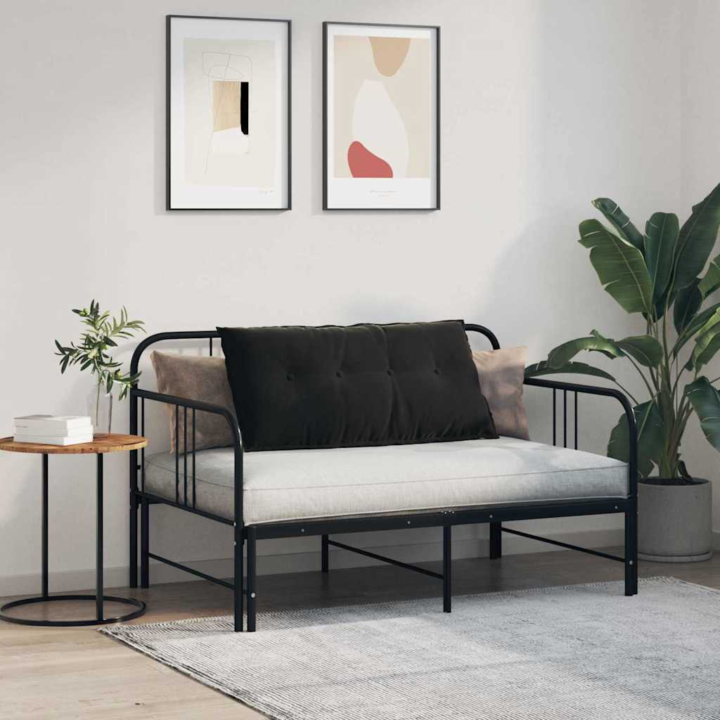 Polštář Na Záda Černá 100 X 50 Cm Žebrovaná Látka