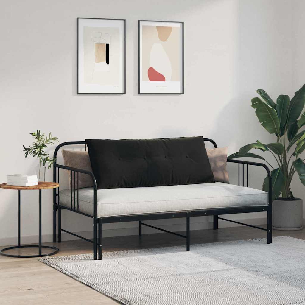 Polštář Na Záda Černá 120 X 50 Cm Žebrovaná Látka