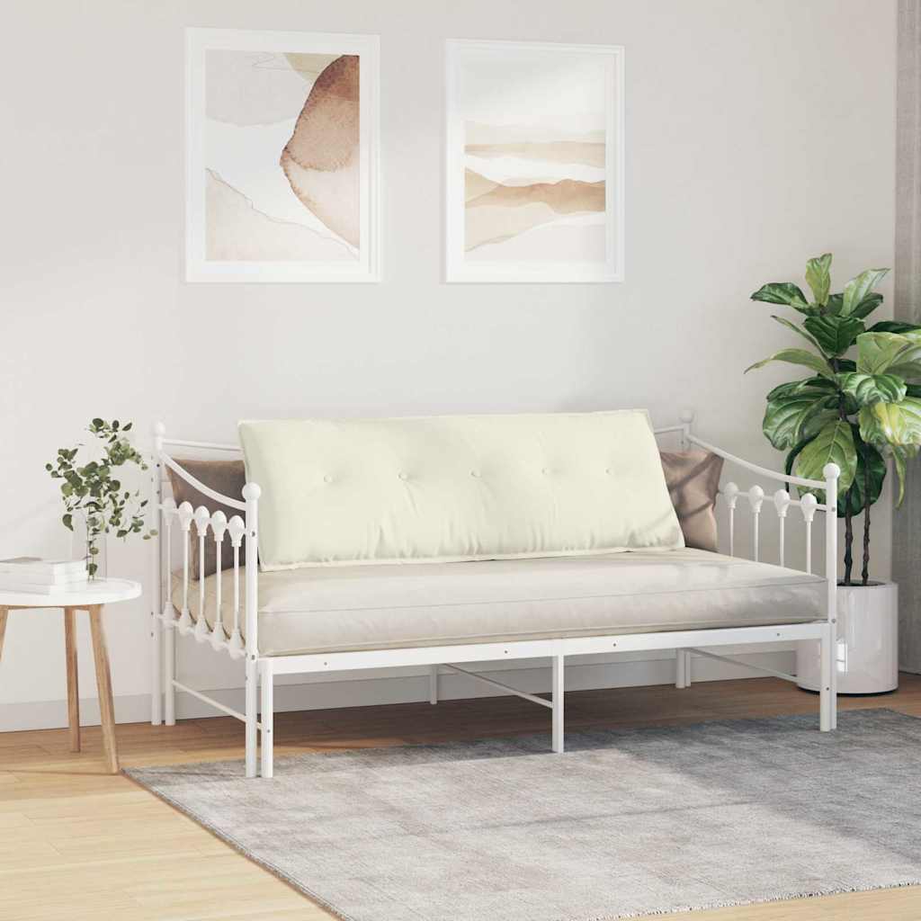 Polštář Na Záda Krémová 140 X 50 Cm Žebrovaná Látka
