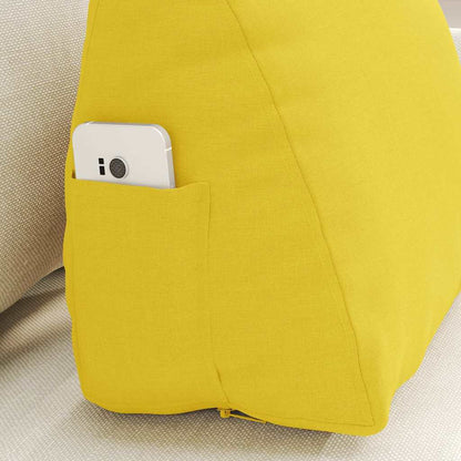 Polštář Na Záda Světlá Žlutá 45 X 20 X 35 Cm Textil