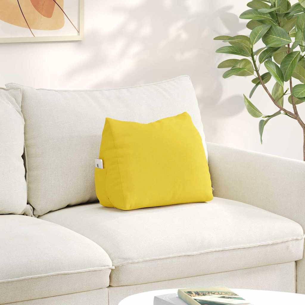 Polštář Na Záda Světlá Žlutá 45 X 20 X 35 Cm Textil