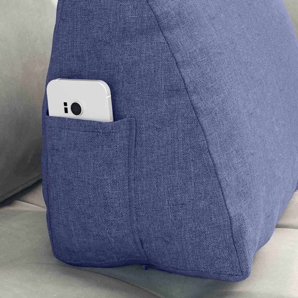 Polštář Na Záda Modrá Džínovina 45 X 20 X 35 Cm Textil