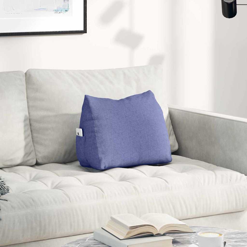 Polštář Na Záda Modrá Džínovina 45 X 20 X 35 Cm Textil
