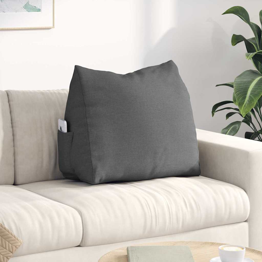 Polštář Na Záda Tmavě Šedá 60 X 20 X 50 Cm Textil