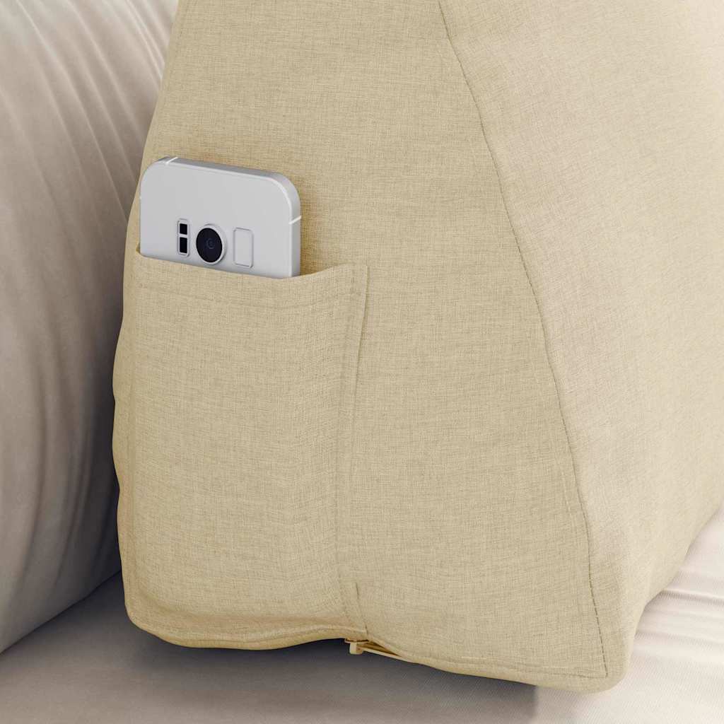 Polštář Na Záda Krémová 60 X 20 X 50 Cm Textil