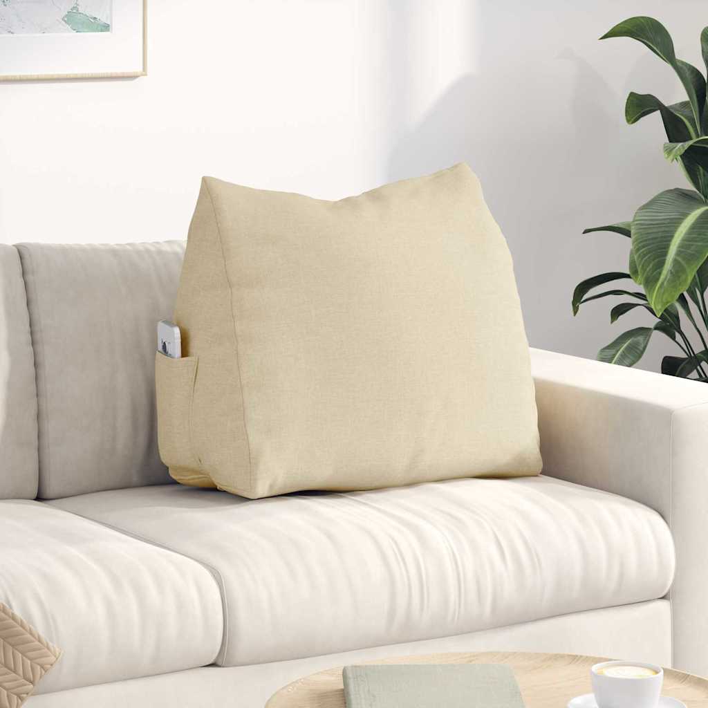 Polštář Na Záda Krémová 60 X 20 X 50 Cm Textil