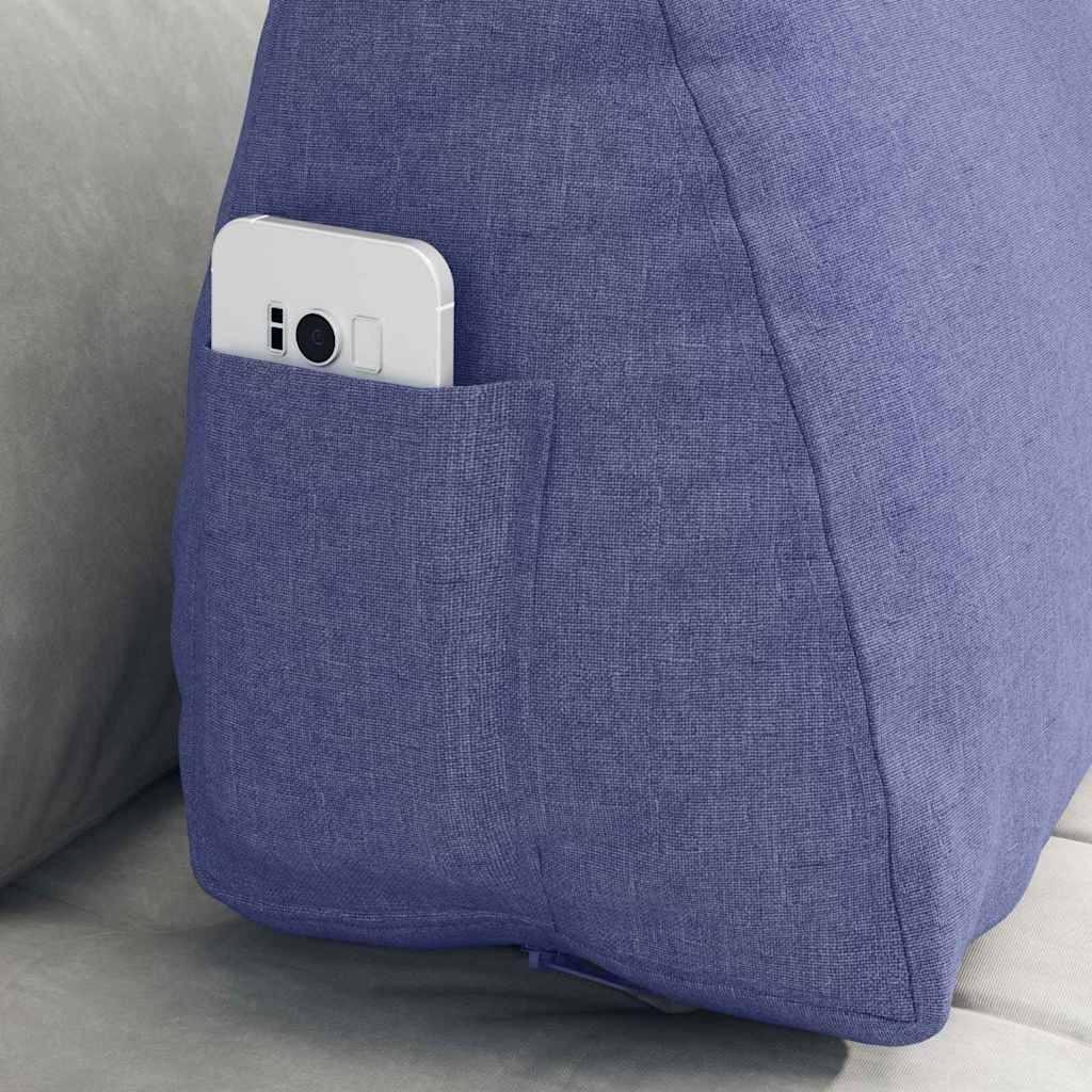 Polštář Na Záda Modrá Džínovina 60 X 20 X 50 Cm Textil