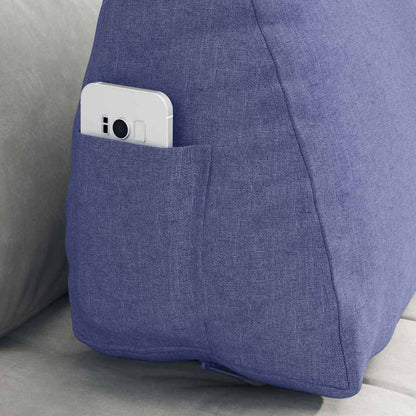 Polštář Na Záda Modrá Džínovina 60 X 20 X 50 Cm Textil