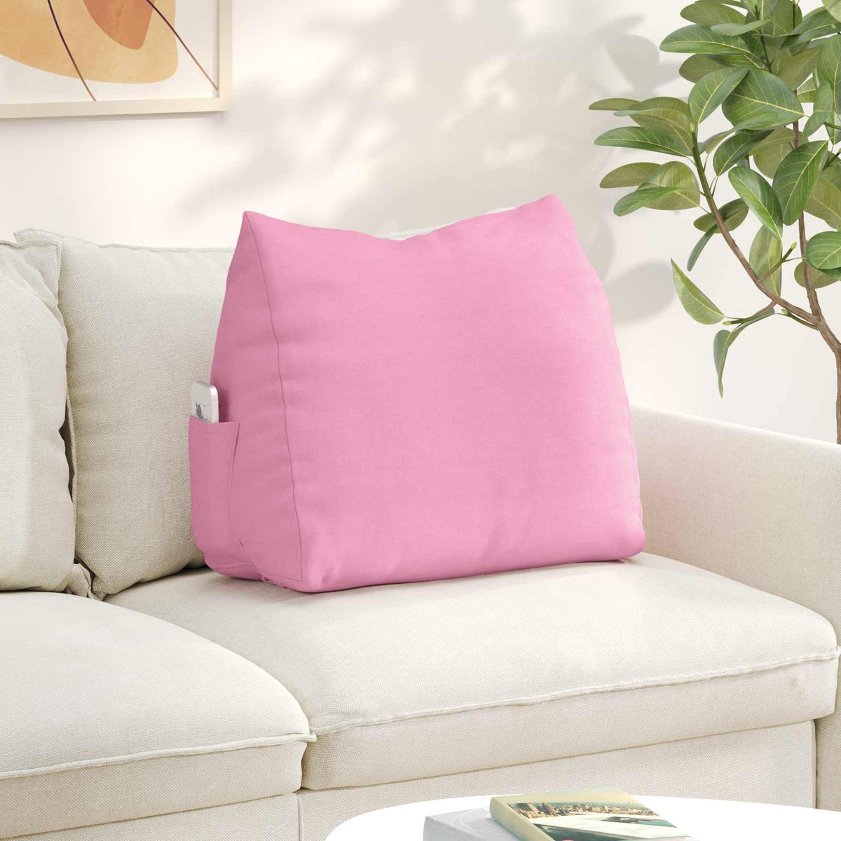 Polštář Na Záda Růžová 60 X 20 X 50 Cm Textil